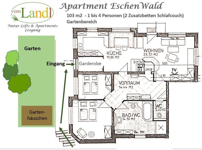 103 M2 Apartment Eschenwald Vomlandl レオガング エクステリア 写真